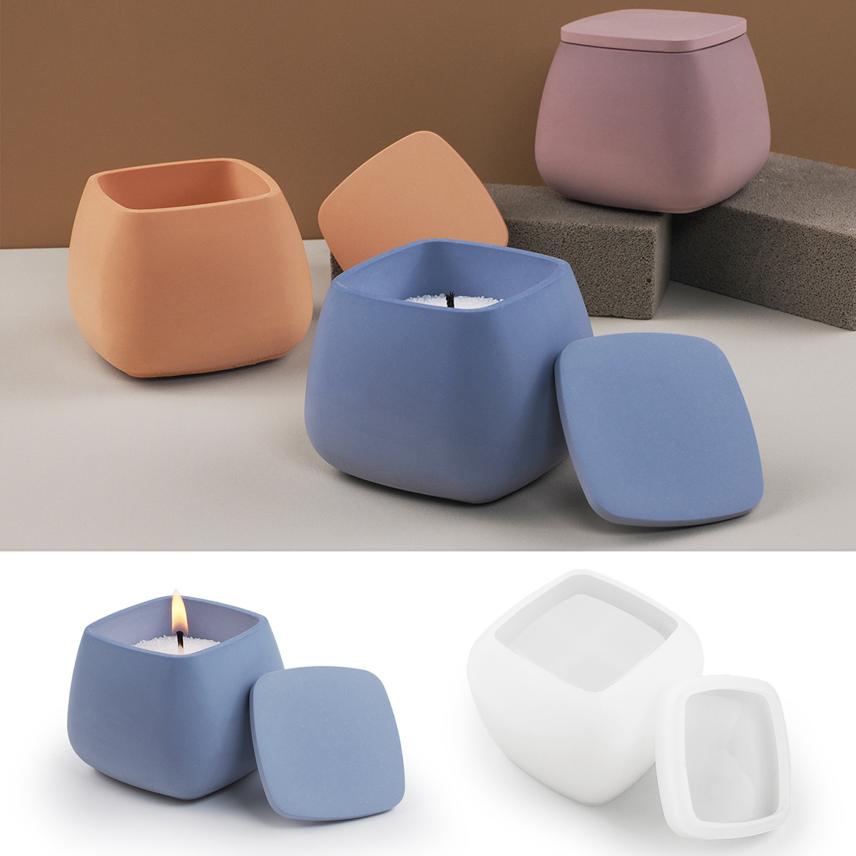 Candle Making Jars With Lids - Tarro de vela cuadrado, molde de