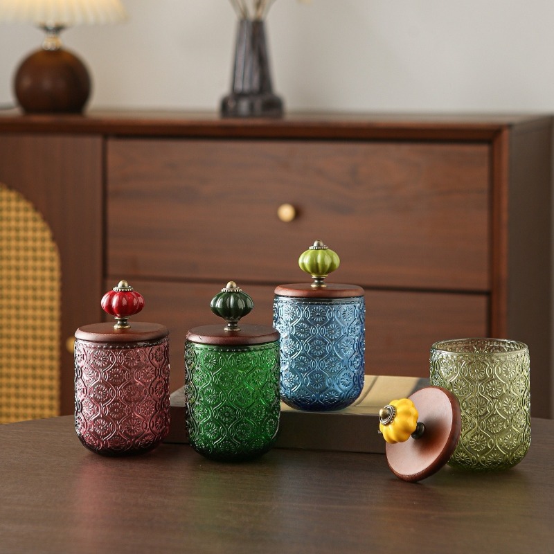 Candle Making Jars With Lids - Caja de almacenamiento retro de vidrio