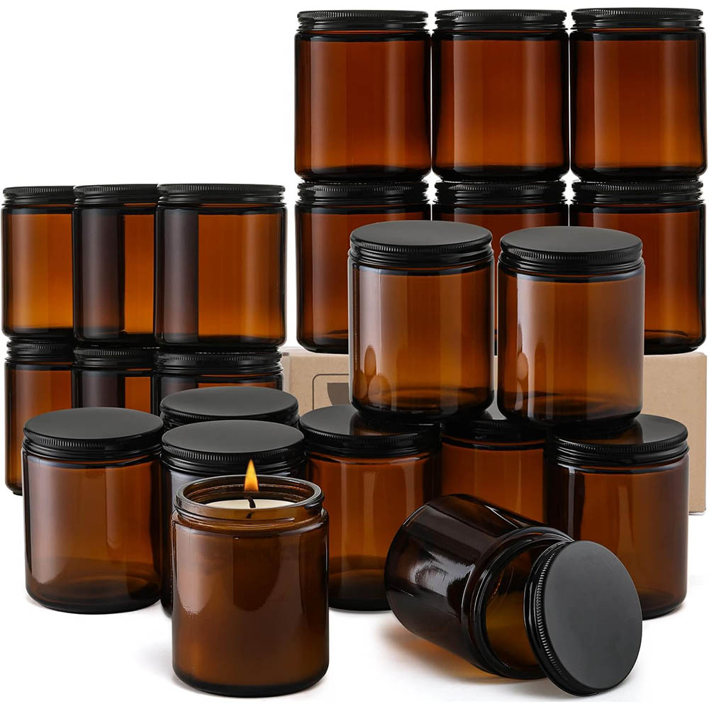 Candle Making Jars With Lids - Frascos de Vidrio Ámbar de 8oz